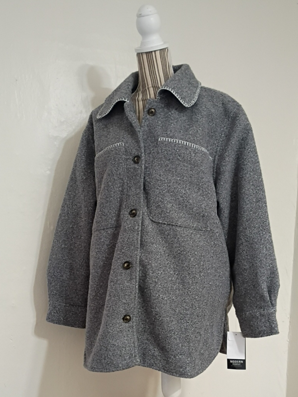 Modern Supply by Sanctuary Gray Button Front Shacket Size XL NWT